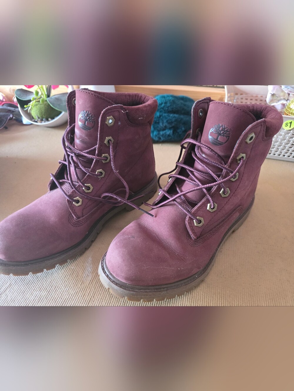 Timberland Women’s Burgundy Leather Lace-Up Boots